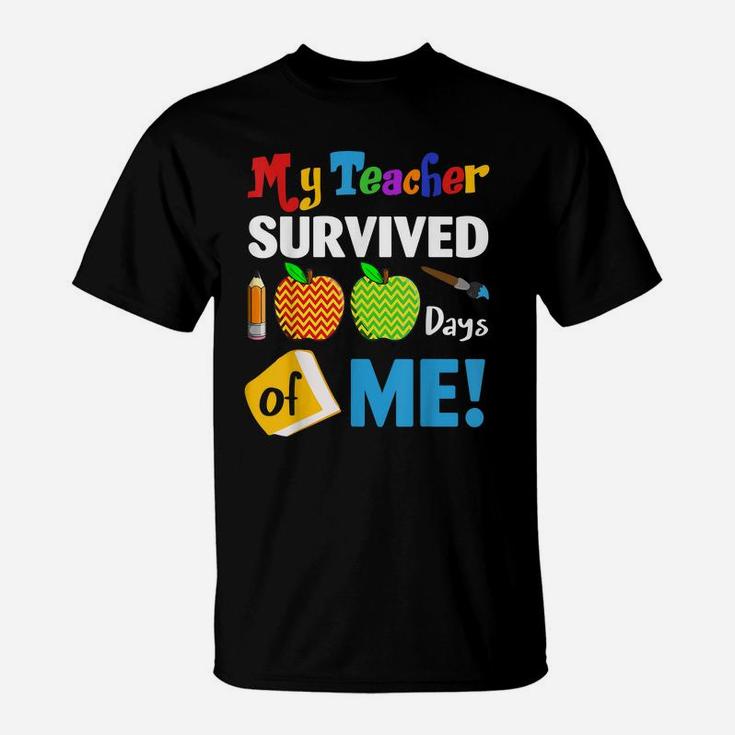 My Teacher Survived 100 Days Of Me Funny School Gift T-Shirt