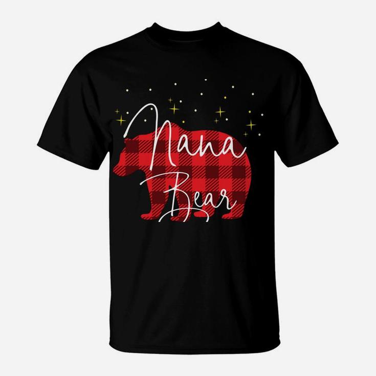 Nana Bear Christmas Pajama Red Plaid Buffalo Matching T-Shirt