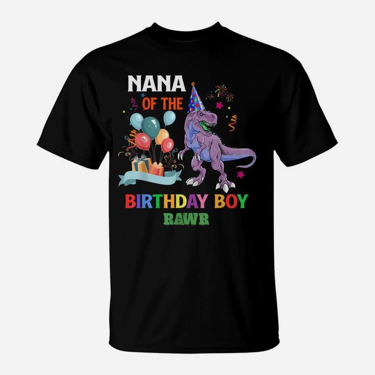 Nana Of The Birthday Boy Shirt Dinosaur Raptor Funny T-Shirt