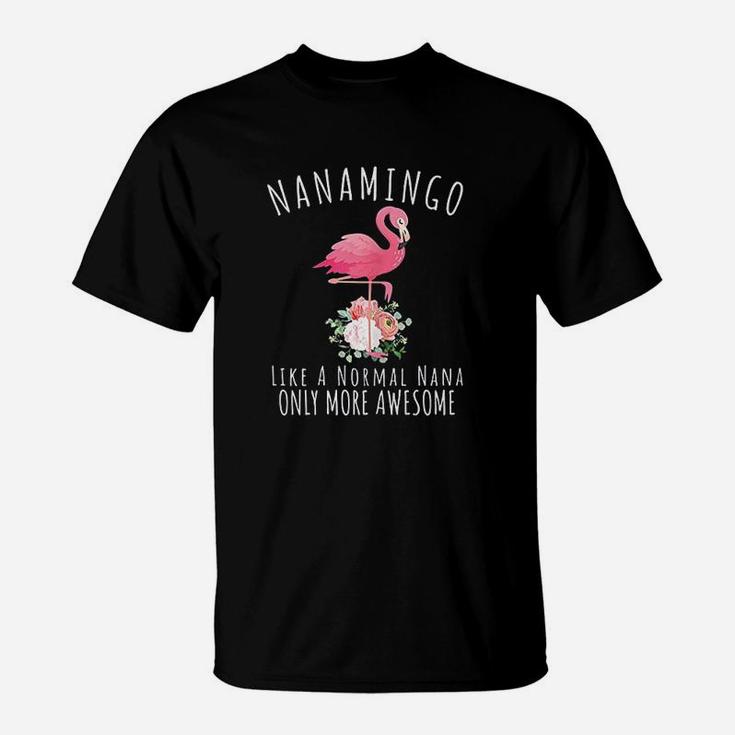 Nanamingo Like An Nana Only Awesome Floral Flamingo T-Shirt