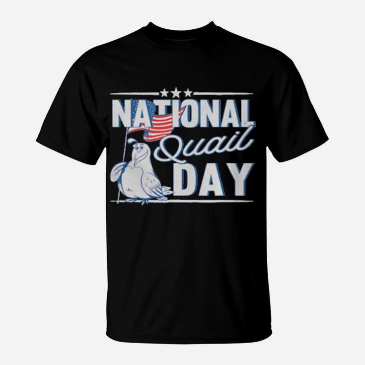 National Quail Usa Day 4Th Of July American Flag T-Shirt