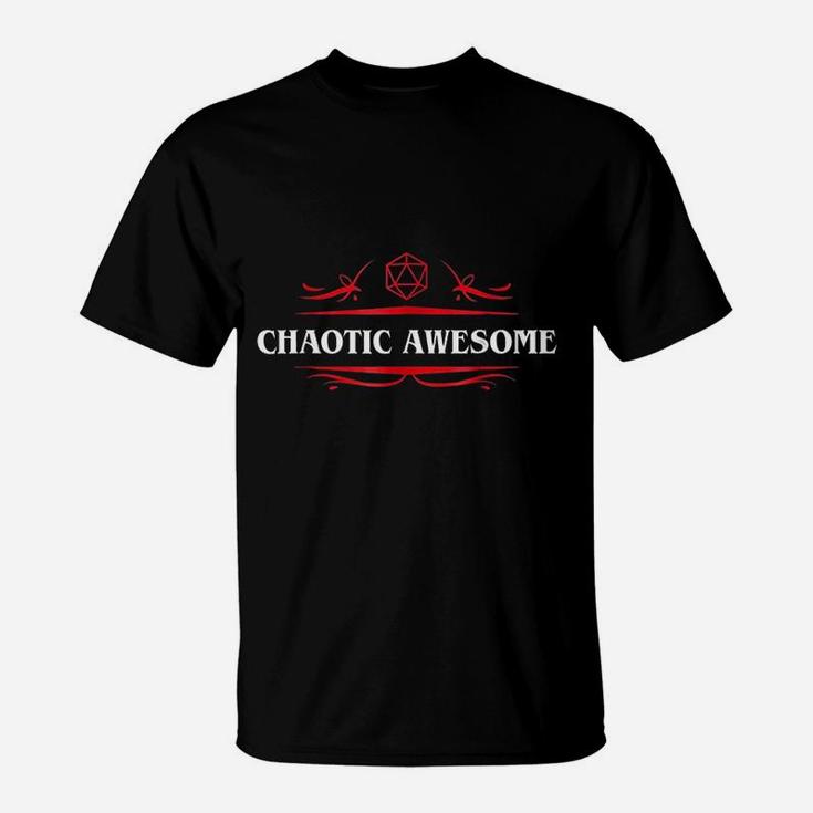 Nerdy Chaotic Awesome Alignment Polyhedral Dice Set T-Shirt