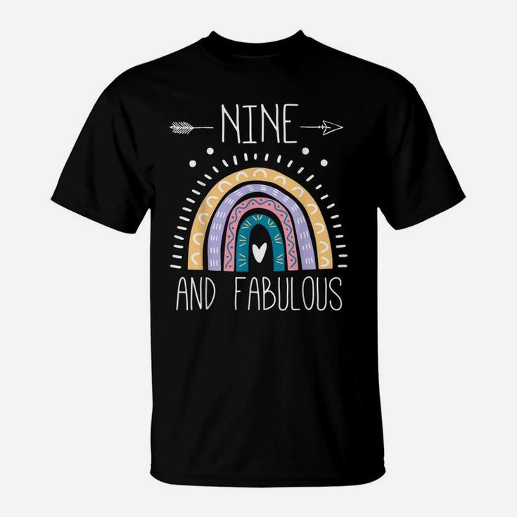 Nine And Fabulous 9Th Birthday Gifts For Girls Rainbow T-Shirt