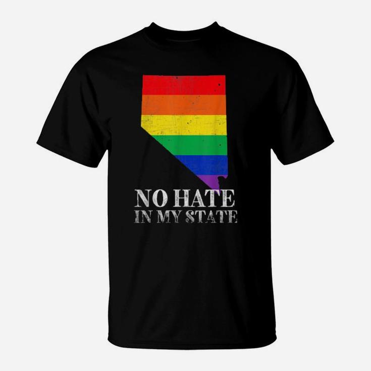 No Hate In My State Nevada Lgbt Pride Rainbow Flag T-Shirt