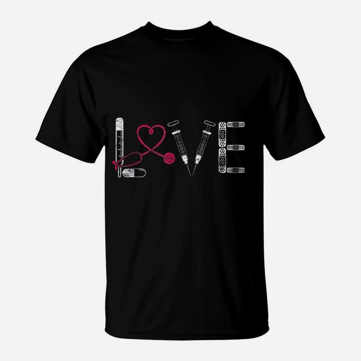 Nurse Gifts Rn Lpn Cna Doctor Love Nursing Medical Clinicals T-Shirt