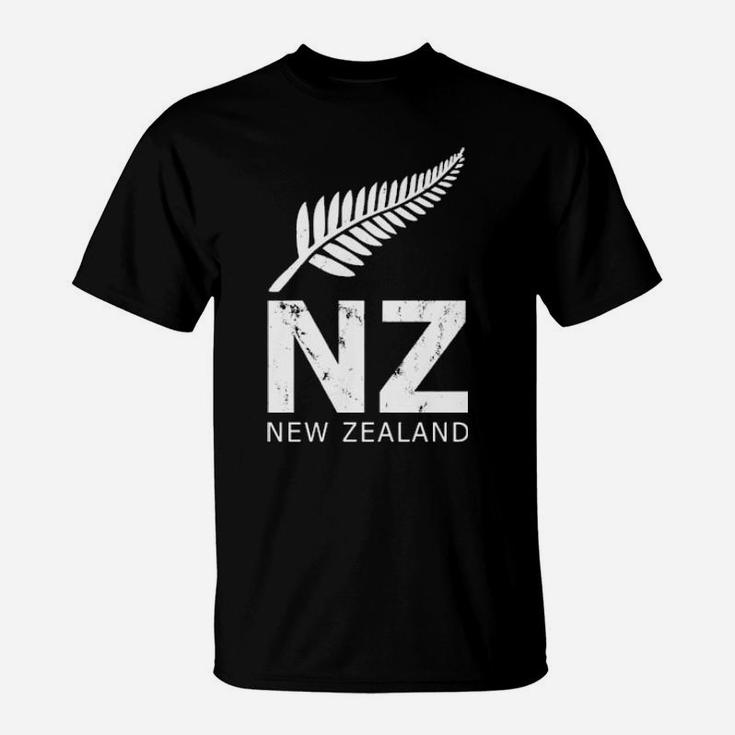 Nz Rugby Jersey New Zealand Fern Ab Fan White Distressed T-Shirt