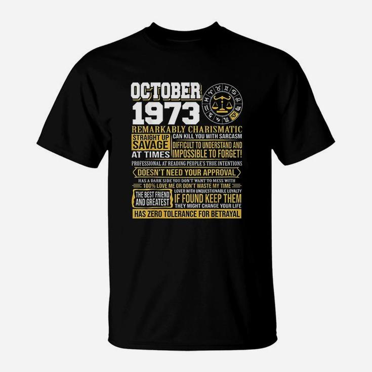 October Birthday Born October Libra 1973 T-Shirt