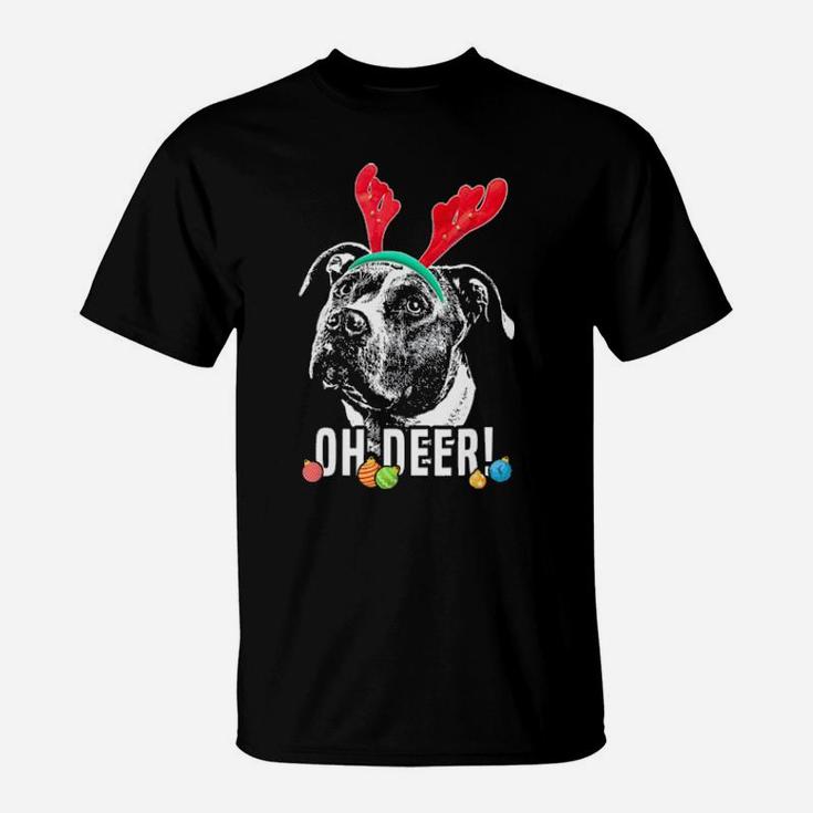 Oh Deer Funny Pit Bull Xmas T-Shirt