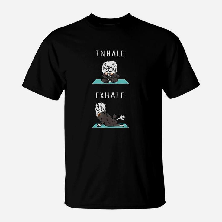 Old English Sheepdog Yoga Inhale Exhale Funny T-Shirt