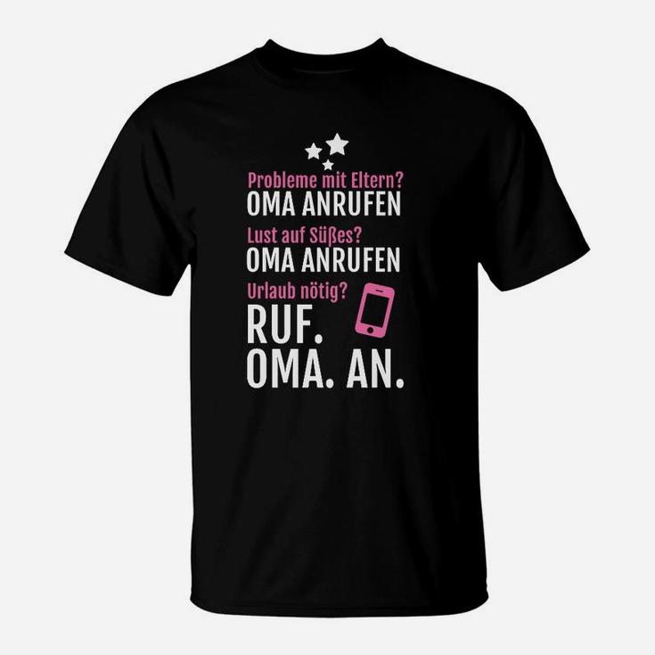 Oma Ratgeber-Themen T-Shirt, Lustiges Ruf Oma an Statement