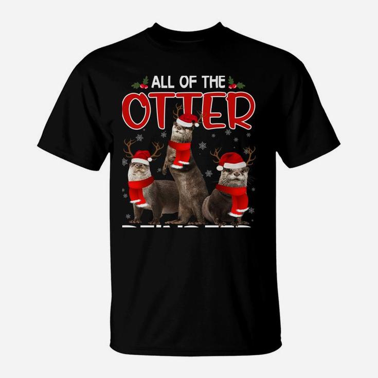 Otters Reindeer Deer Antler Funny Christmas Santa Hat Xmas Sweatshirt T-Shirt