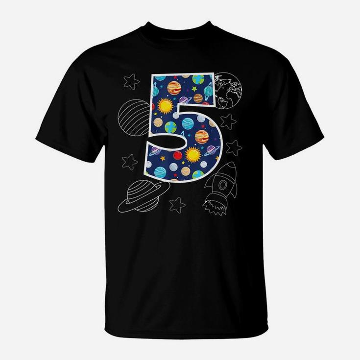 Outer Space 5 Year Old 5Th Birthday Party Boys Girls Space T-Shirt