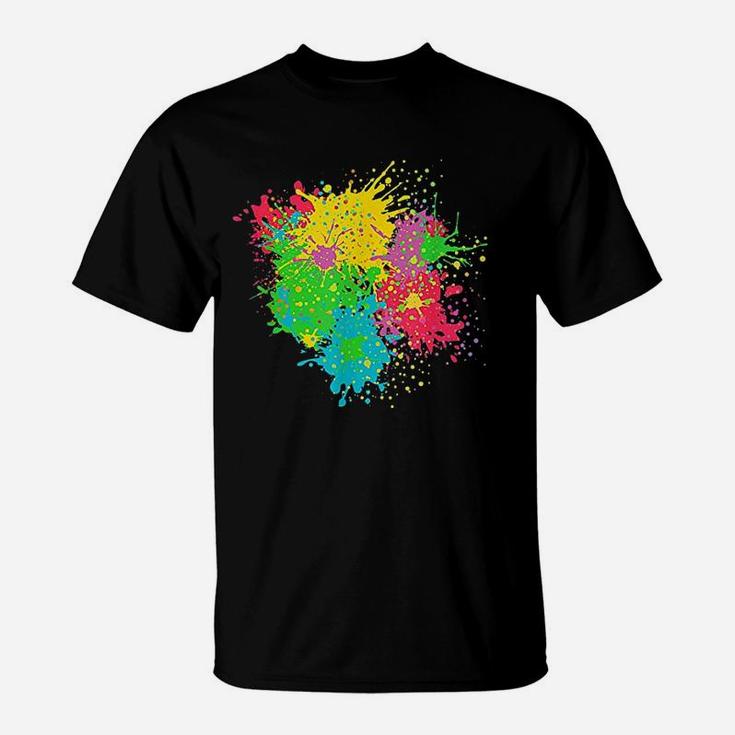 Paint Splashes Splatter Abstract Colourful Design T-Shirt