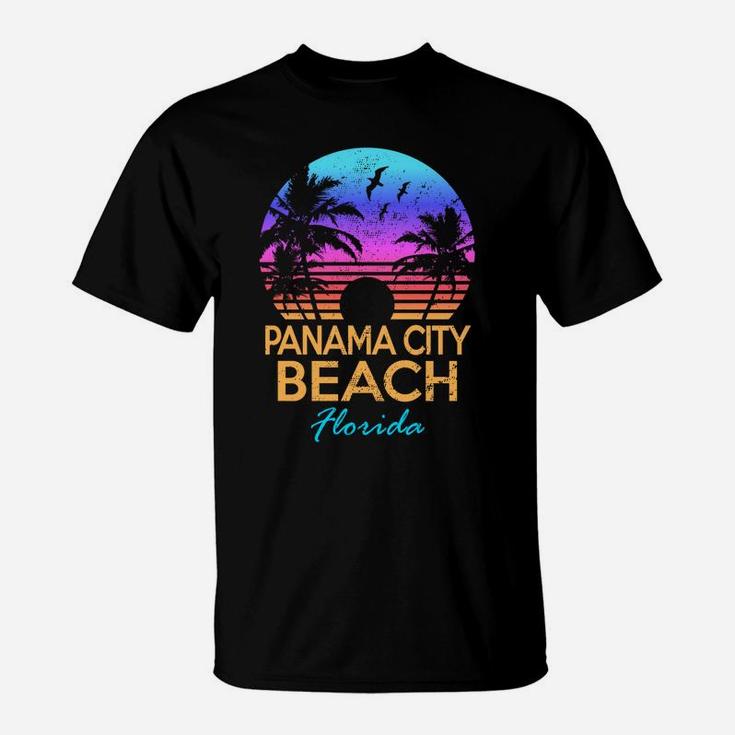 Panama City Beach Florida Retro Sunset Summer Vibe Aesthetic T-Shirt