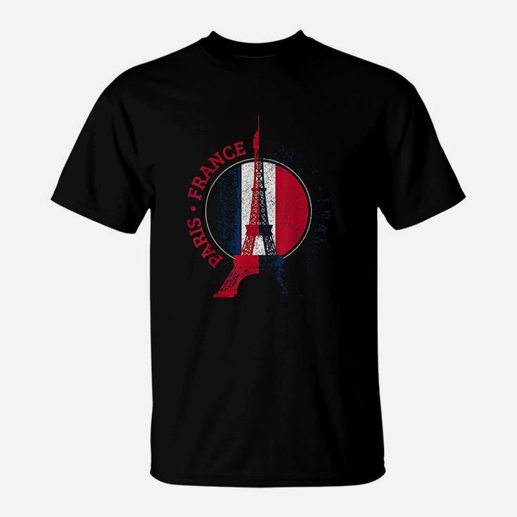 Paris France Eiffel Tower French Flag Travel T-Shirt
