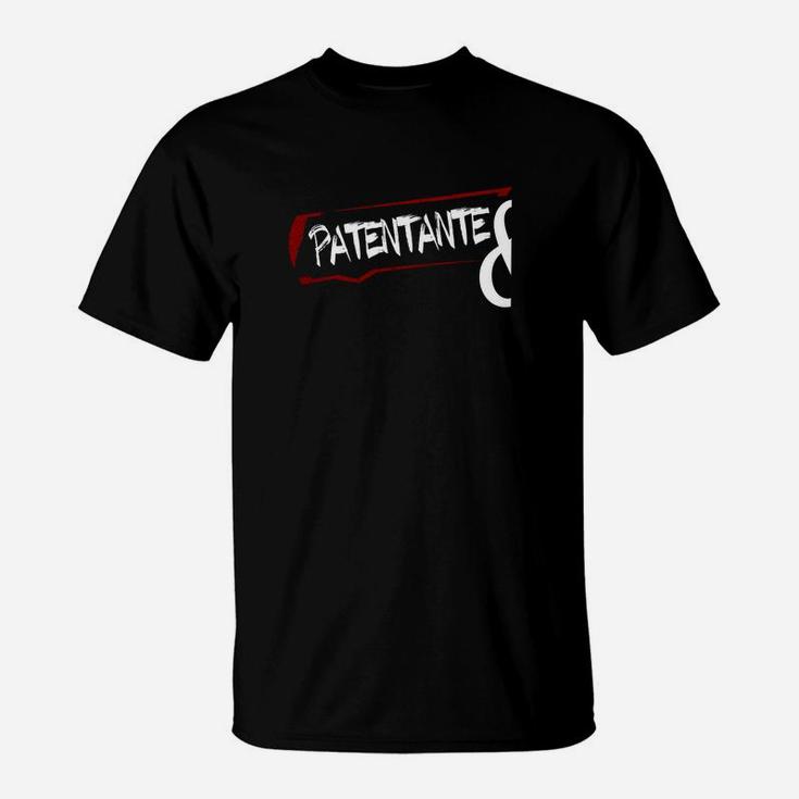 Patentante Herren T-Shirt Schwarz mit Schriftzug in Rot-Weiß
