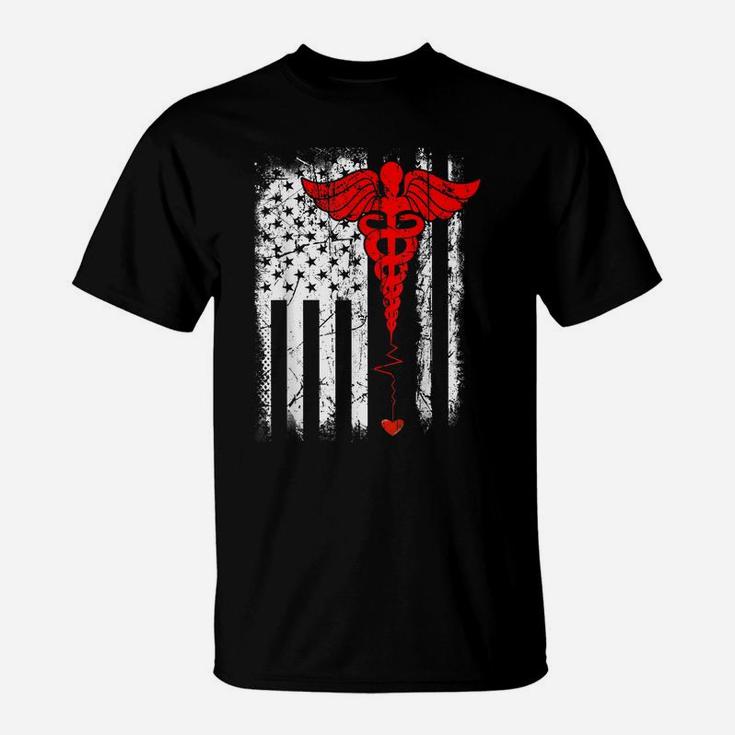 Patriot Apparel Nurse Thin Red Line American Flag T-Shirt