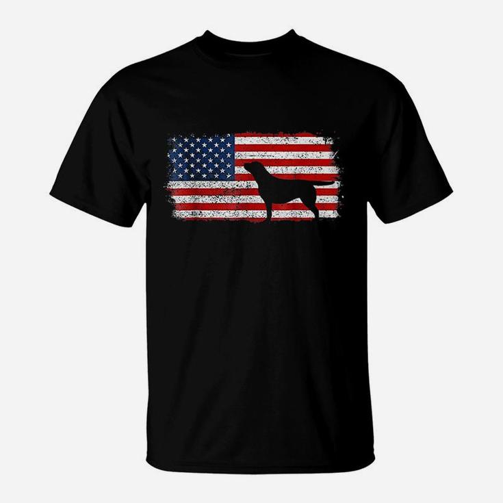 Patriotic Chocolate Lab American Flag Vintage T-Shirt