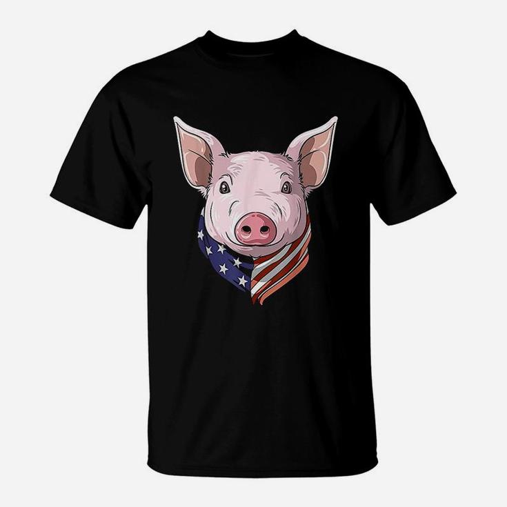 Patriotic Pig American 4th Of July Pig USA American Flag T-Shirt