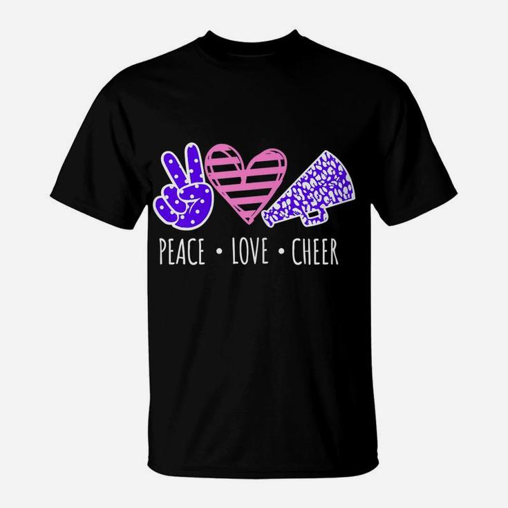 Peace Love Cheer Cheerleader Teen Girls Funny Cheerleading T-Shirt