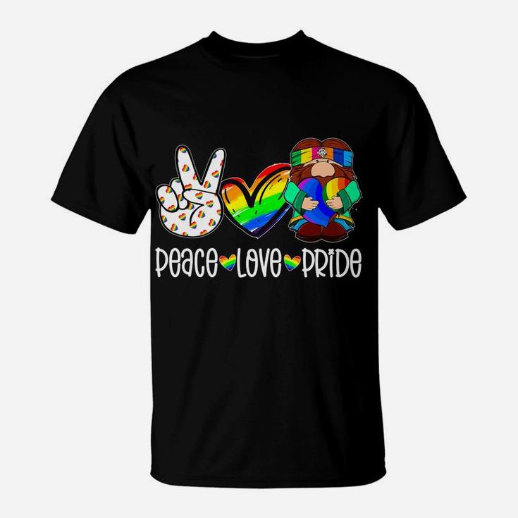 Peace Love Gay Pride Hippie Gnome Rainbow Lgbt T-Shirt