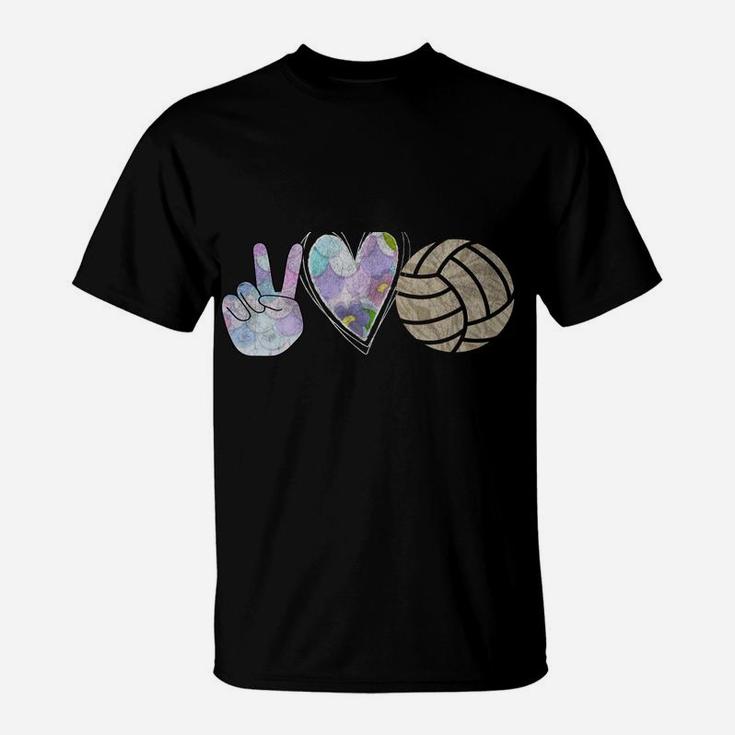 Peace Love Volleyball Cute Design For Women Teen Girls Sweatshirt T-Shirt