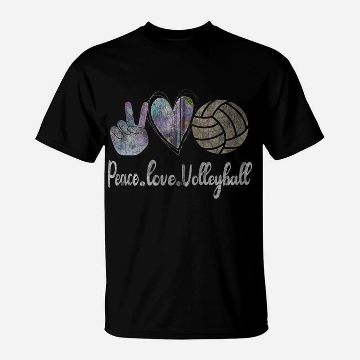 Peace Love Volleyball Cute Design For Women Teen Girls Zip Hoodie T-Shirt