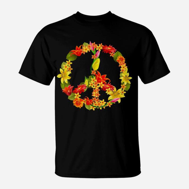 Peace Sign Flowers | Cool Ladies Flower Signage T-Shirt Gift T-Shirt