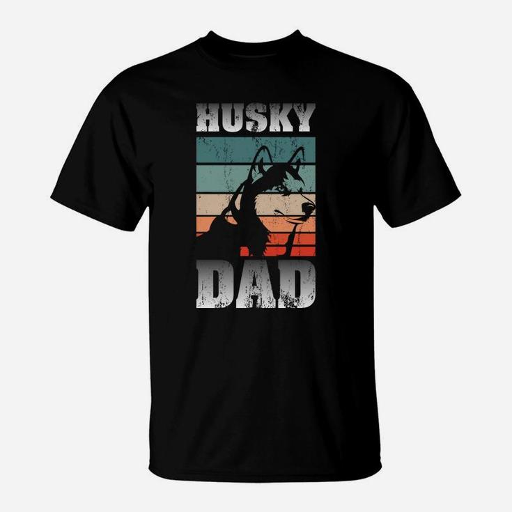 Pet Owner Men Husky Dad Fathers Day Dog Animal Retro Husky T-Shirt