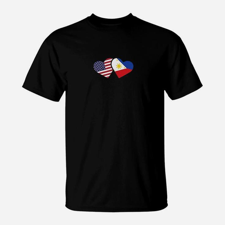 Philippines Usa Flag Heart Filipino American Love T-Shirt