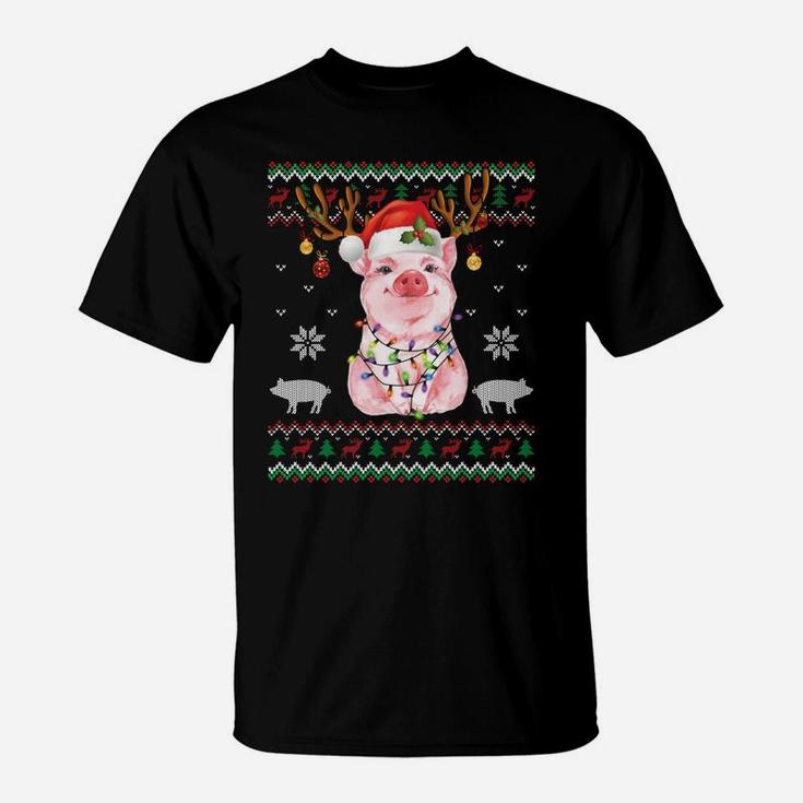 Pig Reindeer Santa Xmas Light Ugly Sweater Christmas Gifts Sweatshirt T-Shirt