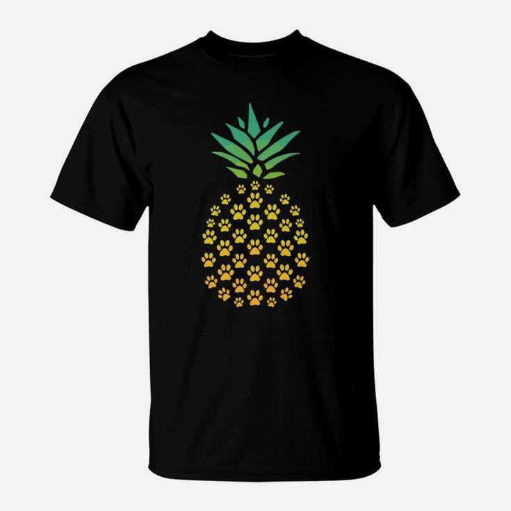 Pineapple Cat Paw Funny Tee For Cats Lovers Pineapple Lovers T-Shirt