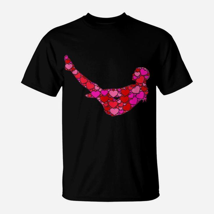 Pink Red Heart Valentines Day Gift For Women Girls - Pilates T-Shirt