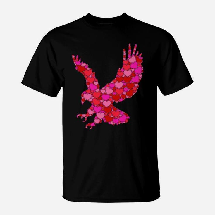Pink Red Heart Valentines Day Girls Eagle T-Shirt