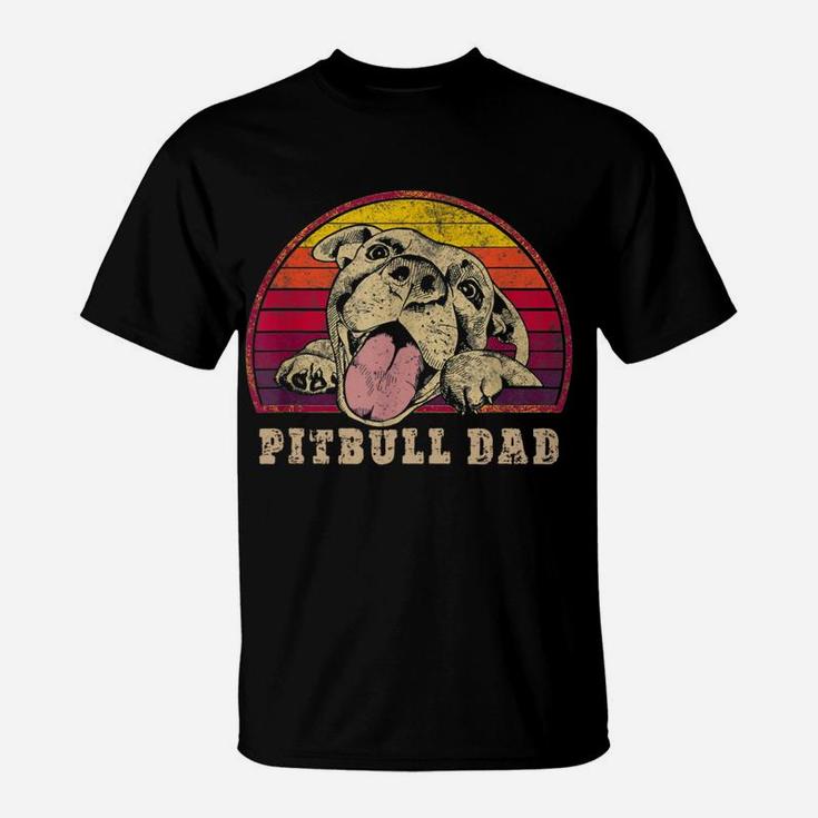 Pitbull Dad Vintage Smiling Pitbull Father's Day Dog Lovers T-Shirt