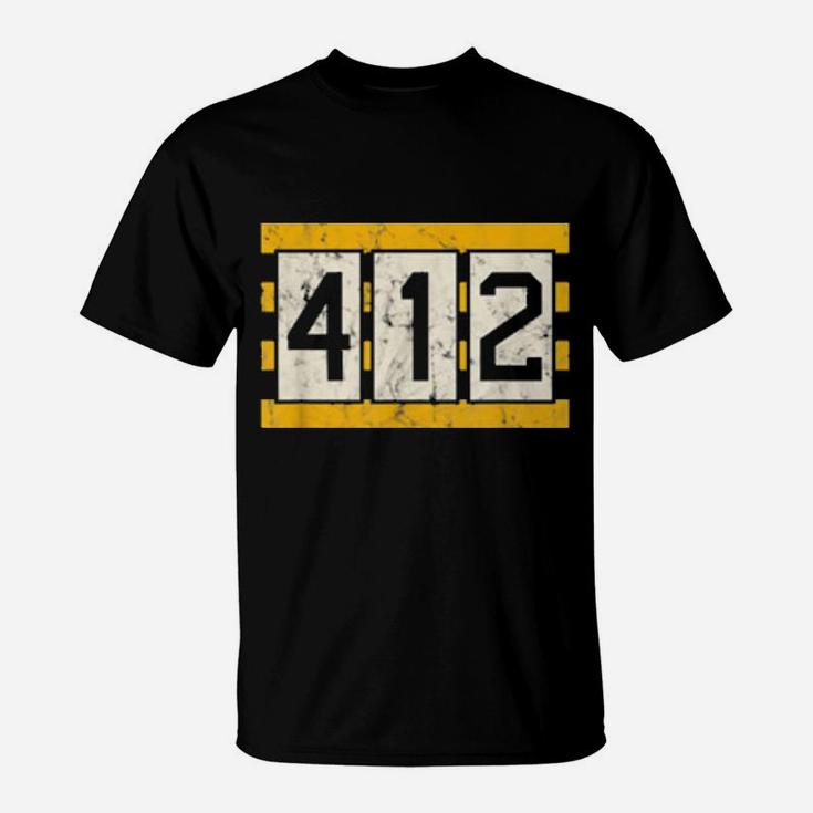 Pittsburgh 412 Vintage Distressed Football T-Shirt