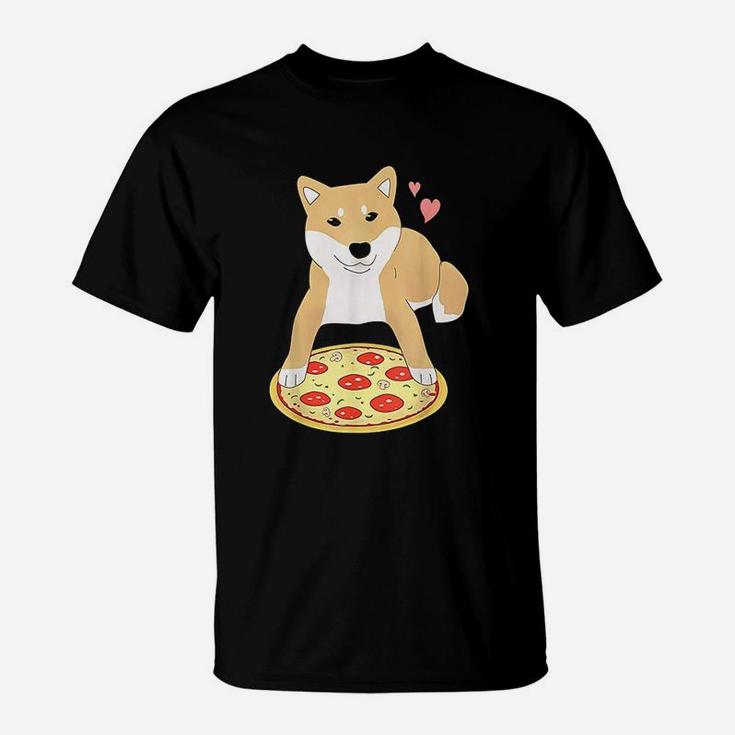 Pizza Shiba Inu Dog Hearts  Doggo Meme T-Shirt