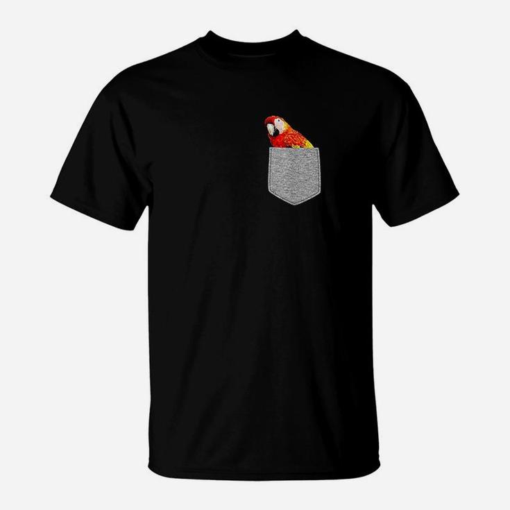 Pocket Red Macaw Parrot Funny Bird Cool Novelty T-Shirt