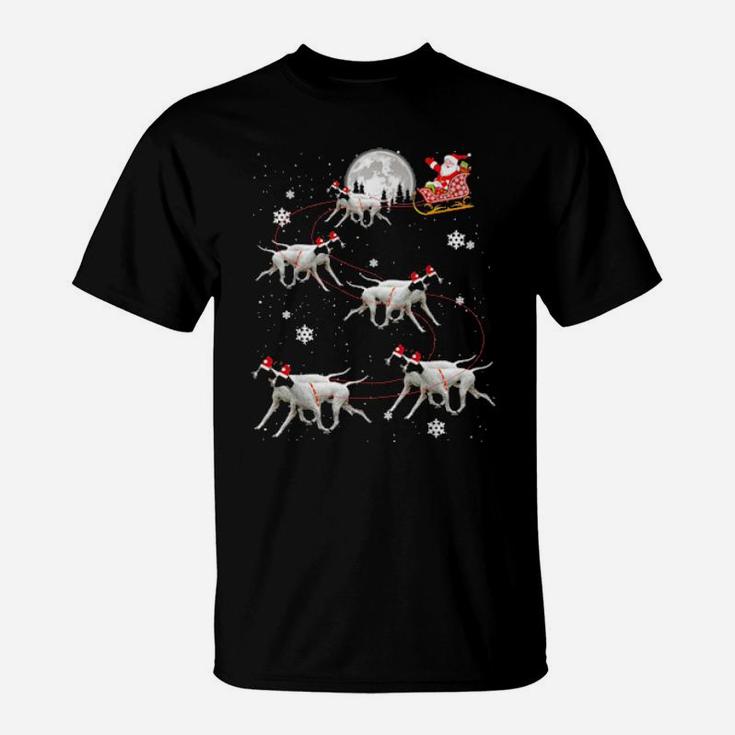 Pointer Reindeer Santa Xmas For Dog T-Shirt