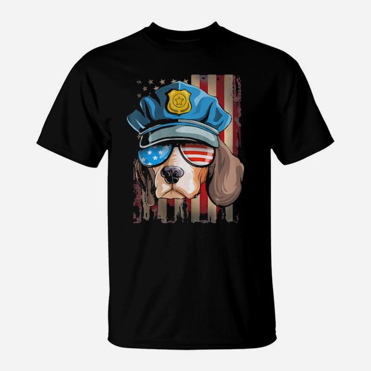 Police Beagle 4Th Of July Funny T-Shirt