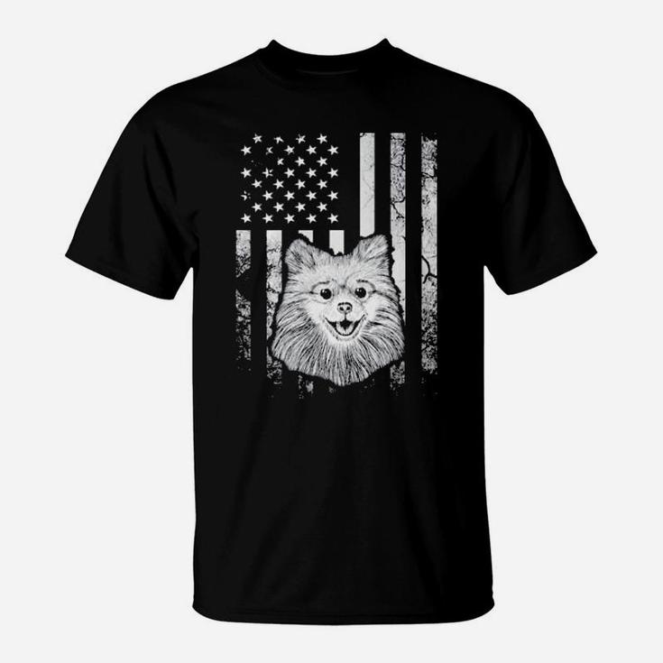 Pomeranian 4Th Of July America Dog Usa Flag Patriotic T-Shirt