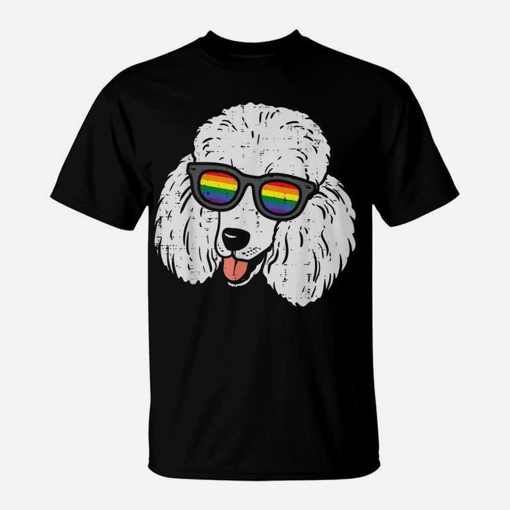 Poodle Dog Lgbtq Rainbow Flag Gay Pride Ally Dog Lover T-Shirt