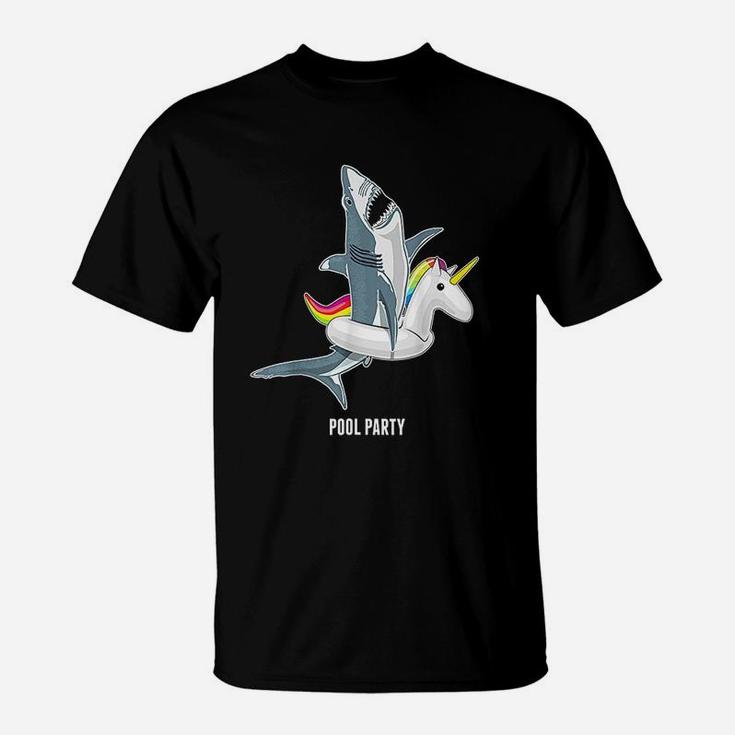 Pool Party Unicorn Float Funny Shark Lover T-Shirt
