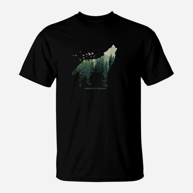 Preserve  Protect Vintage National Park Wolf Gift T-Shirt