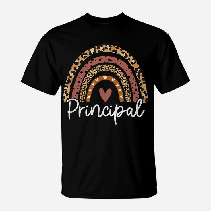 Principal Leopard Rainbow Funny School Principal Gift T-Shirt