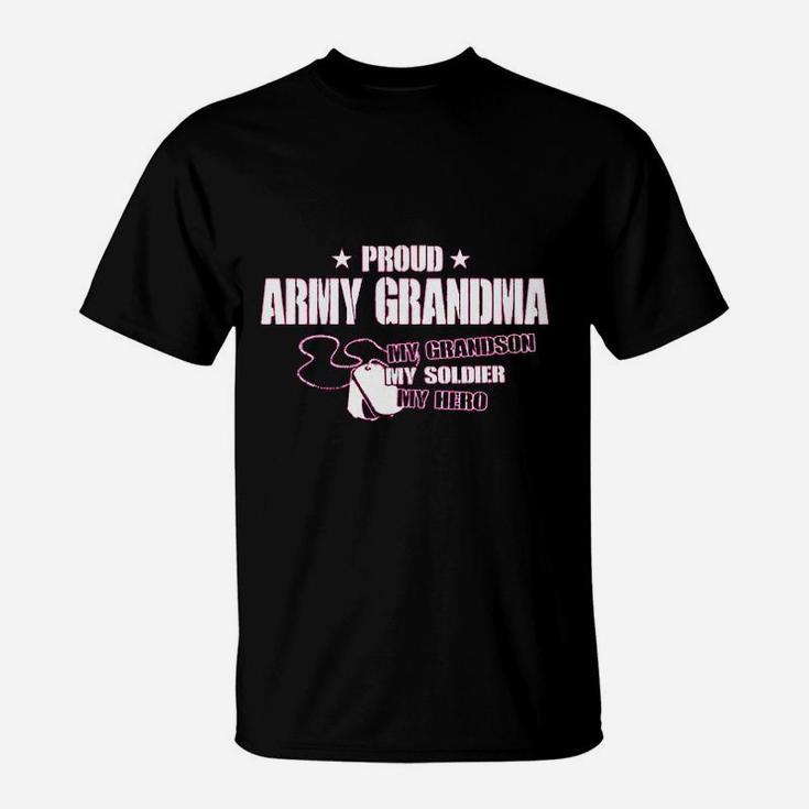 Proud Army Grandma My Grandson Soldier Hero T-Shirt
