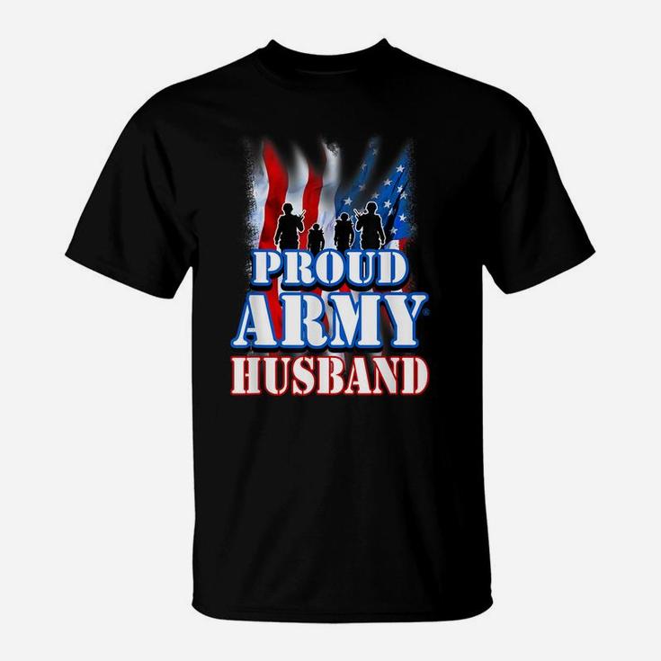 Proud Army Husband Shirt Patriotic Usa Flag Men T-Shirt