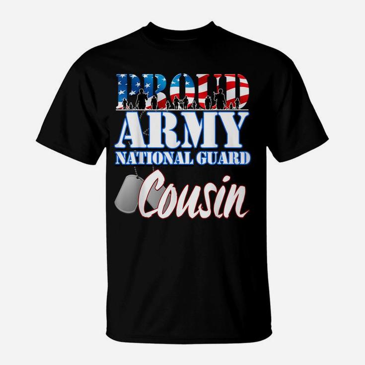 Proud Army National Guard Cousin Dog Tag Flag Shirt Men T-Shirt