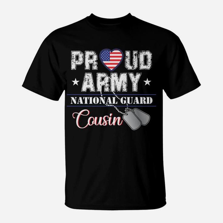 Proud Army National Guard Cousin Usa Heart Flag Gift T-Shirt