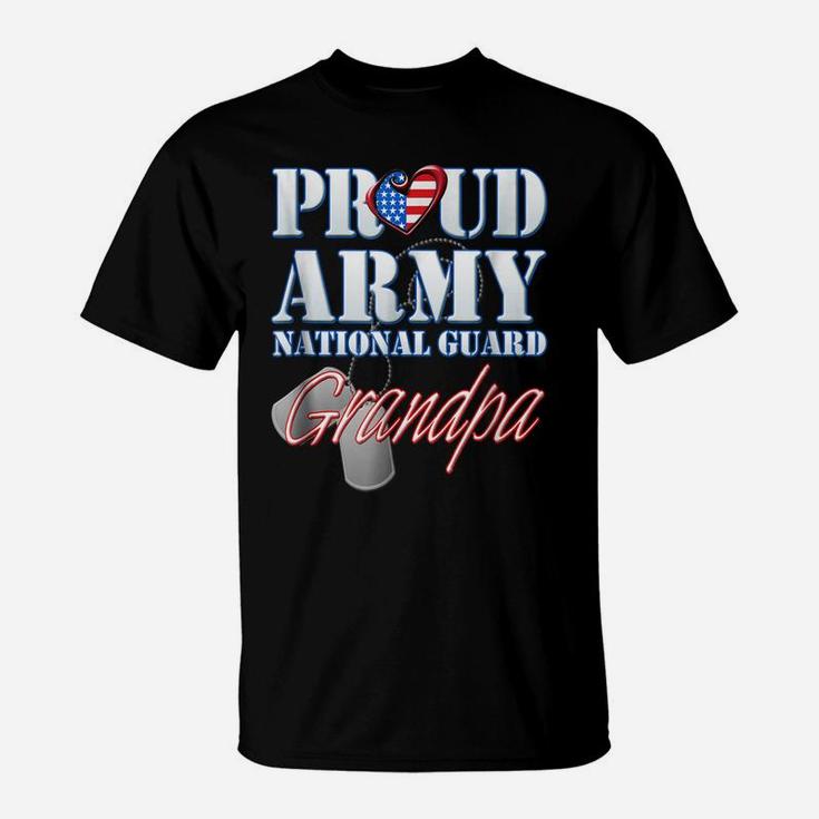 Proud Army National Guard Grandpa Usa Heart Flag Shirt T-Shirt